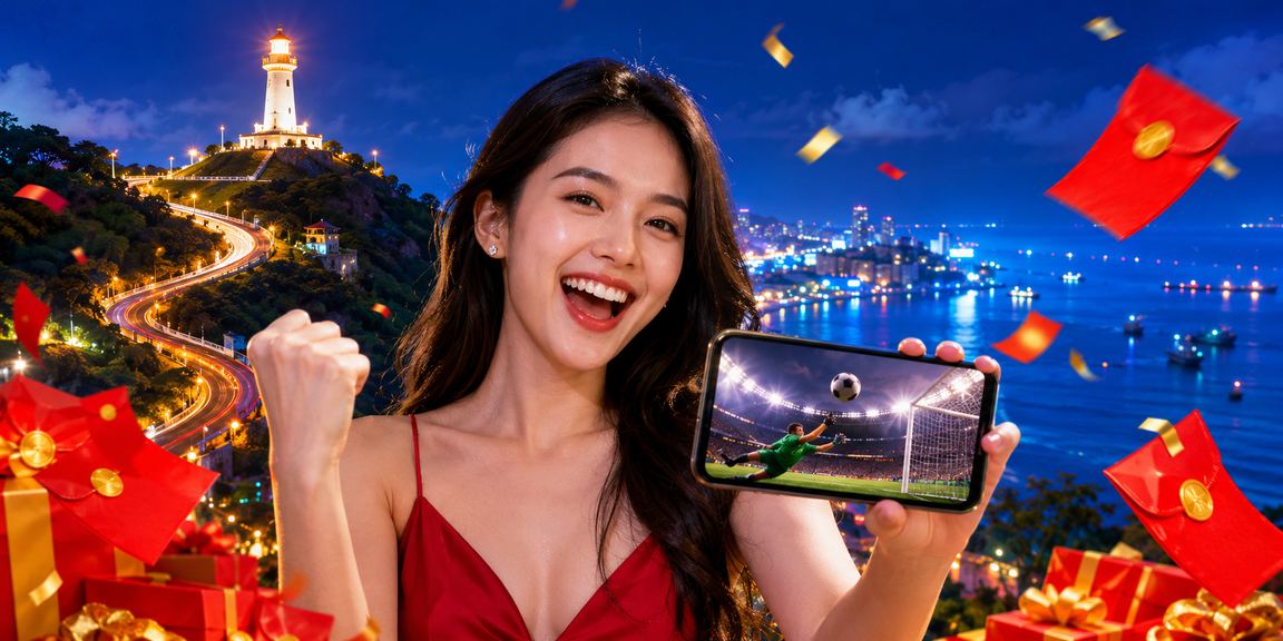 Người dùng tại Vũng Tàu cầm điện thoại với biểu tượng phong bao đỏ và giao diện nạp tiền VND
